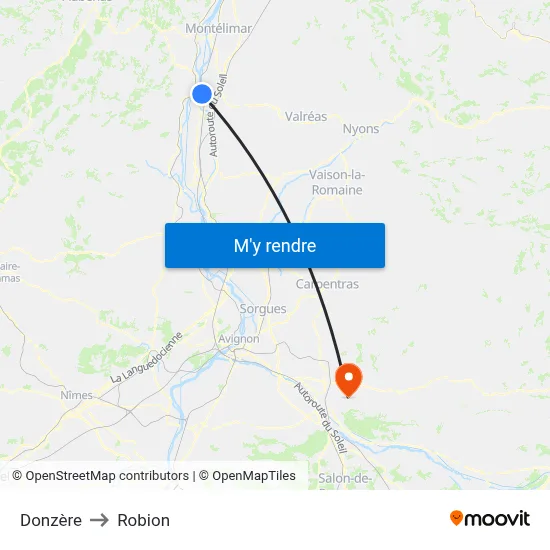 Donzère to Robion map