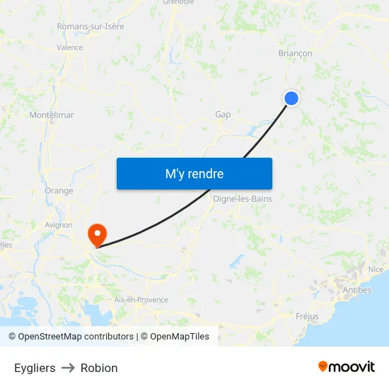 Eygliers to Robion map