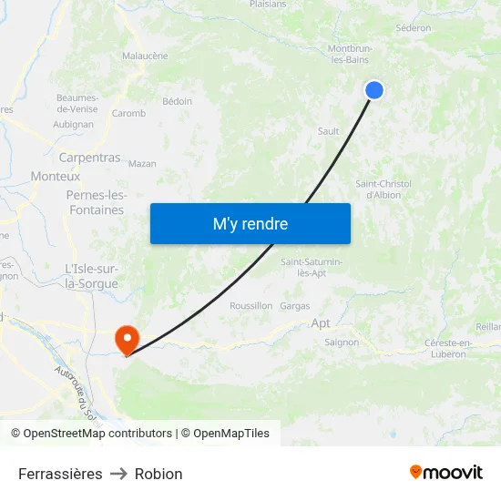 Ferrassières to Robion map
