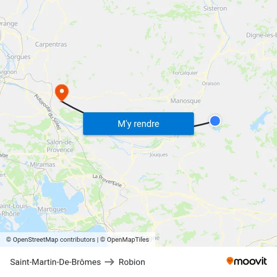 Saint-Martin-De-Brômes to Robion map