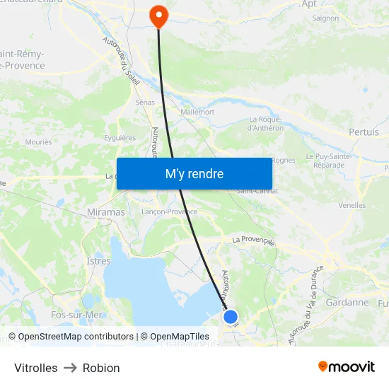 Vitrolles to Robion map
