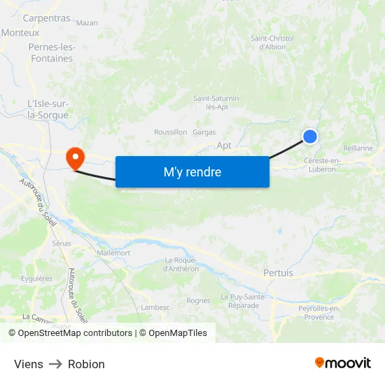 Viens to Robion map