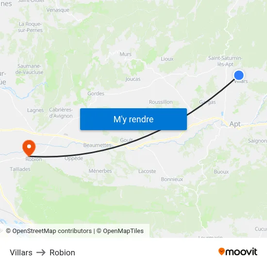 Villars to Robion map