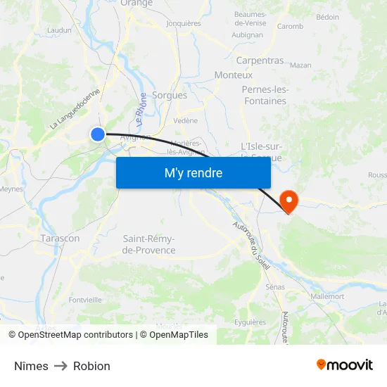 Nîmes to Robion map