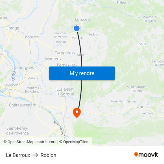 Le Barroux to Robion map