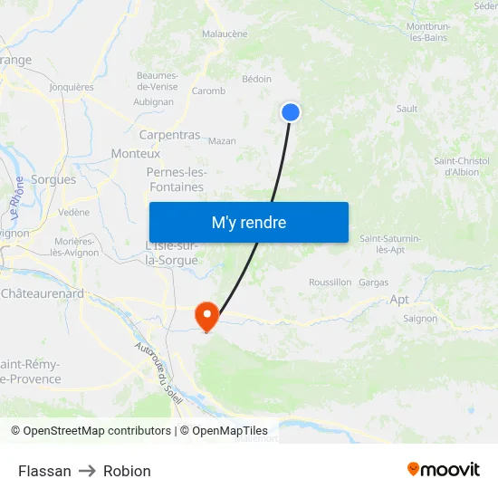Flassan to Robion map