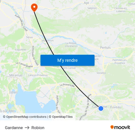 Gardanne to Robion map