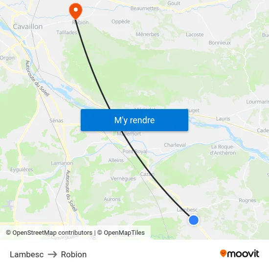 Lambesc to Robion map