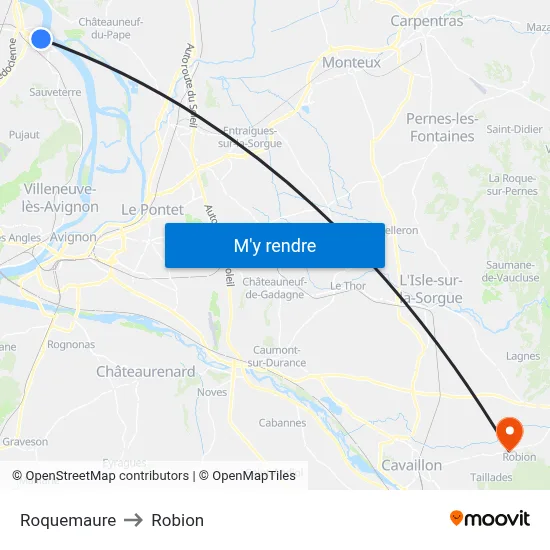 Roquemaure to Robion map