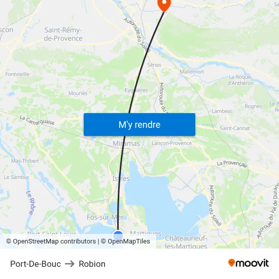 Port-De-Bouc to Robion map