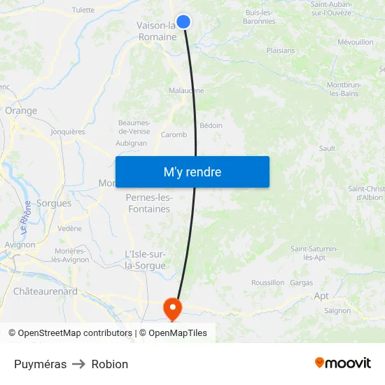 Puyméras to Robion map