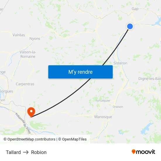 Tallard to Robion map