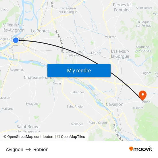 Avignon to Robion map