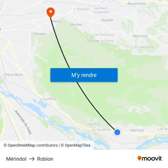 Mérindol to Robion map