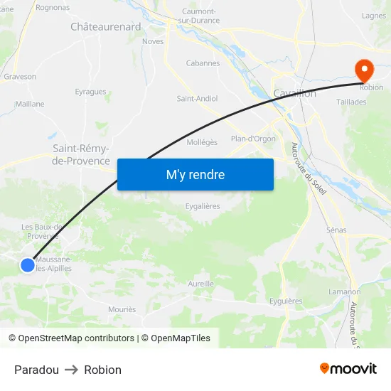 Paradou to Robion map