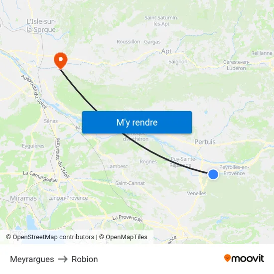 Meyrargues to Robion map