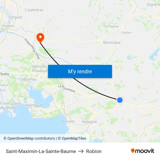 Saint-Maximin-La-Sainte-Baume to Robion map