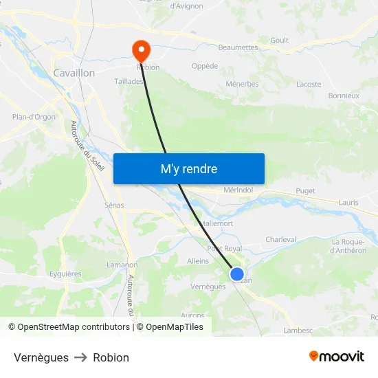 Vernègues to Robion map