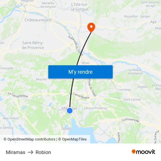 Miramas to Robion map