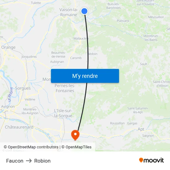 Faucon to Robion map
