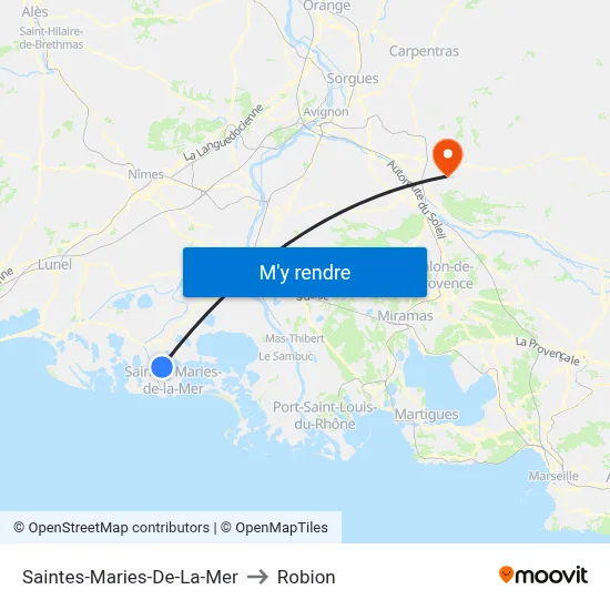 Saintes-Maries-De-La-Mer to Robion map