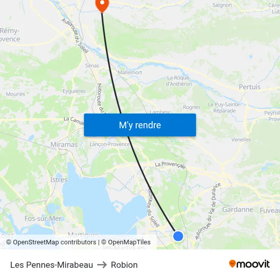 Les Pennes-Mirabeau to Robion map