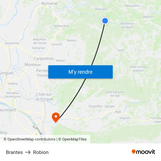 Brantes to Robion map