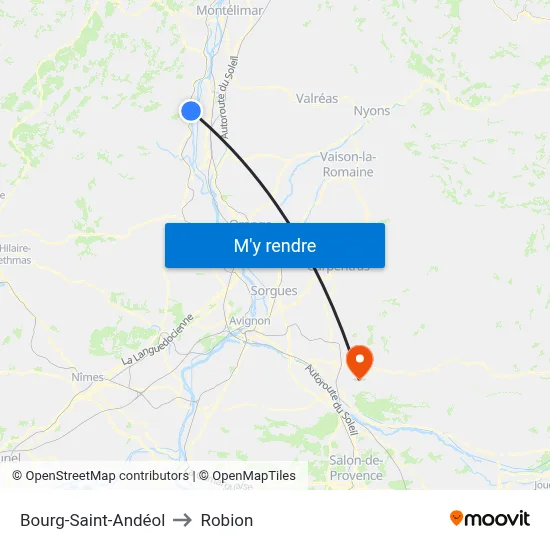Bourg-Saint-Andéol to Robion map