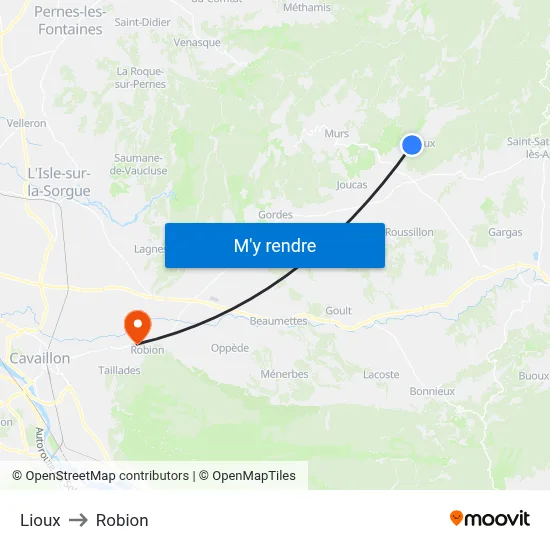 Lioux to Robion map