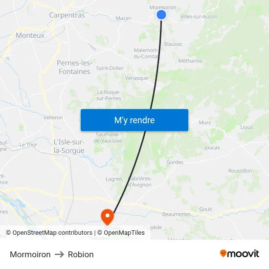 Mormoiron to Robion map