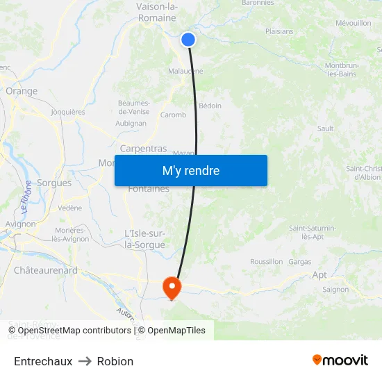 Entrechaux to Robion map