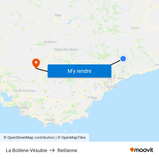 La Bollène-Vésubie to Reillanne map