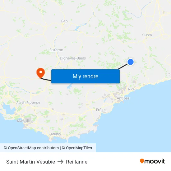 Saint-Martin-Vésubie to Reillanne map