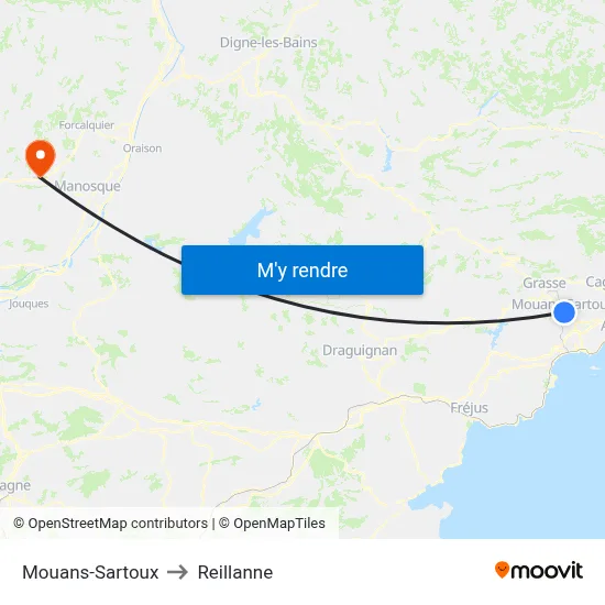 Mouans-Sartoux to Reillanne map