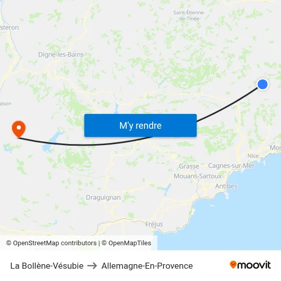 La Bollène-Vésubie to Allemagne-En-Provence map