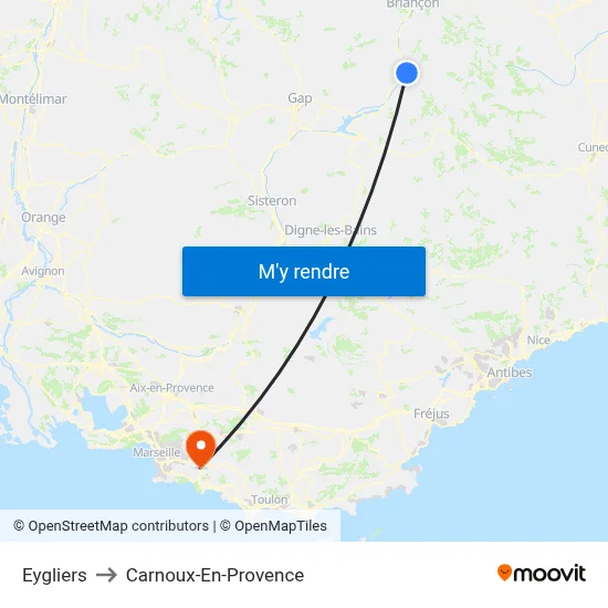 Eygliers to Carnoux-En-Provence map