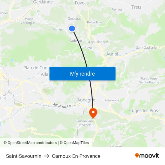 Saint-Savournin to Carnoux-En-Provence map