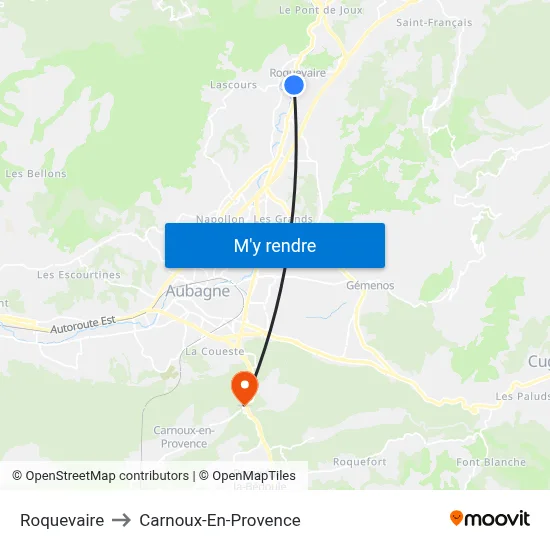 Roquevaire to Carnoux-En-Provence map