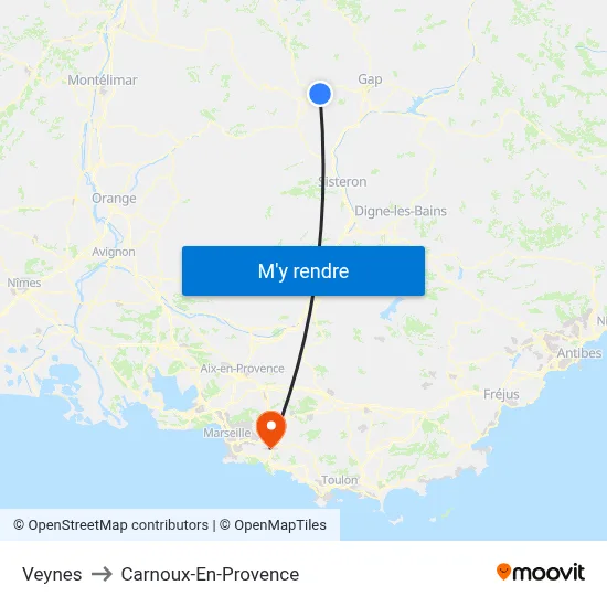 Veynes to Carnoux-En-Provence map