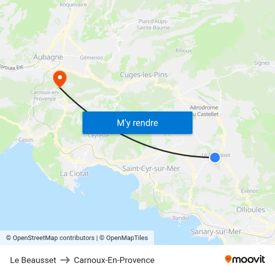Le Beausset to Carnoux-En-Provence map