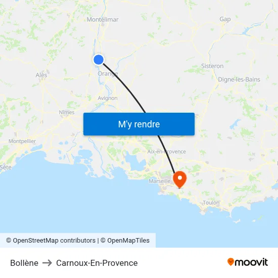 Bollène to Carnoux-En-Provence map