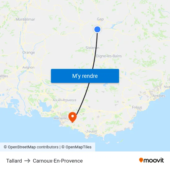 Tallard to Carnoux-En-Provence map