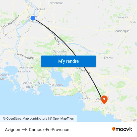 Avignon to Carnoux-En-Provence map