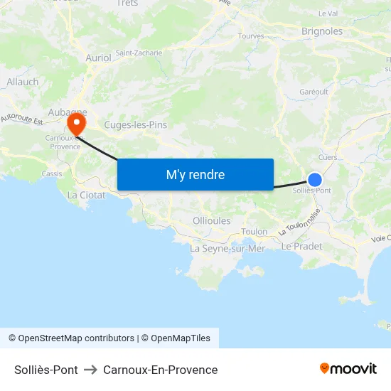Solliès-Pont to Carnoux-En-Provence map