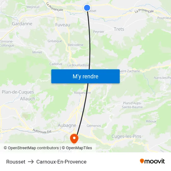 Rousset to Carnoux-En-Provence map