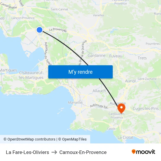La Fare-Les-Oliviers to Carnoux-En-Provence map