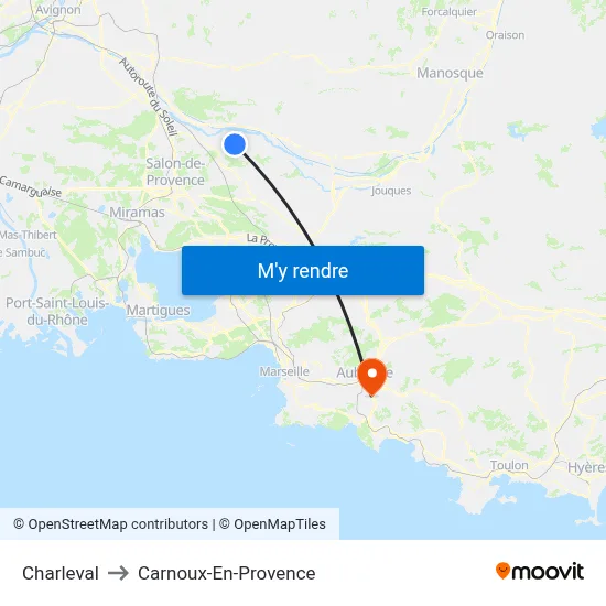 Charleval to Carnoux-En-Provence map