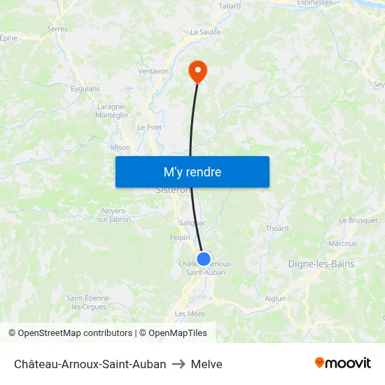 Château-Arnoux-Saint-Auban to Melve map