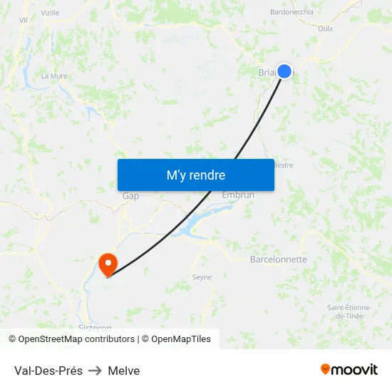 Val-Des-Prés to Melve map