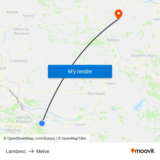 Lambesc to Melve map